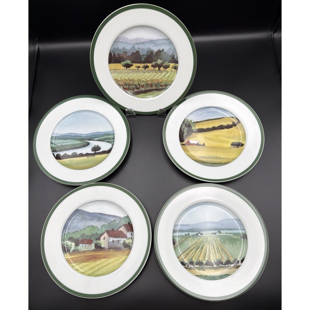 Williams-Sonoma Sonoma County Salad Plates Set 5 Vineyard Landscape‎ Japan 8.25"
